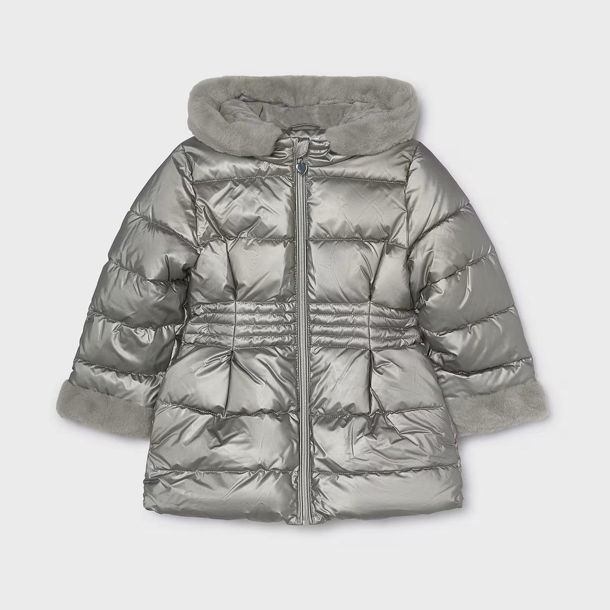 Mayoral Metallic Fauxfur Puffer Jacket Silver 4422