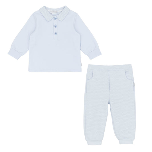 Pastels & Co Boys Skye Polo Top and Trouser Blue PA-10-04A – front view