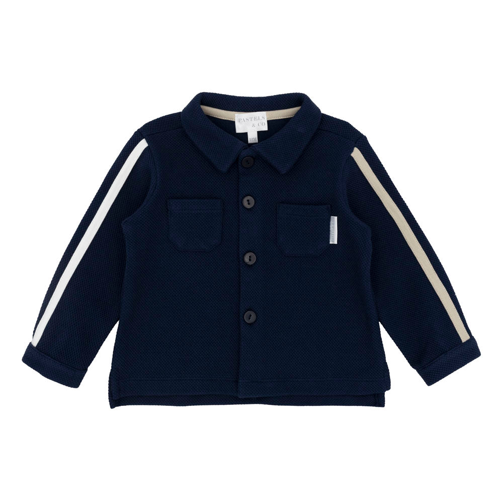 Pastels & Co Boys Hercules Overshirt Navy/Beige PA-10-06H – front view