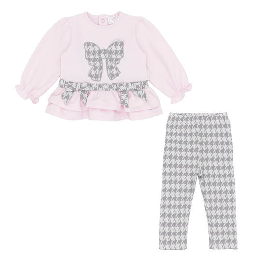 Pastels & Co Girls Shania Frill Legging Set Pink/Char PA-20-02L – front view
