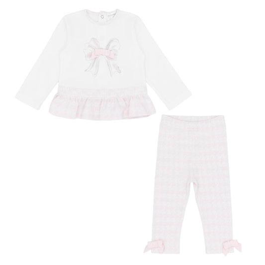 Pastels & Co Girls Miranda Bow Legging Set Pink PA-20-02U – front view