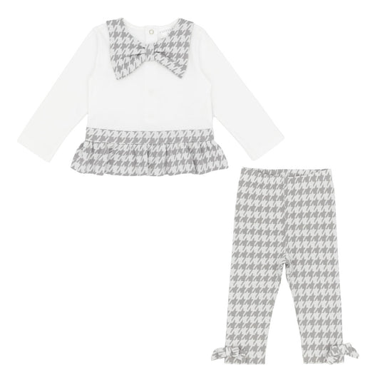 Pastels & Co Girls Ashley Check Legging Set Charcoal PA-20-02V – front view
