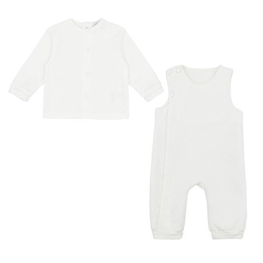 Pastels & Co Baby Lettie Dungaree Set Ivory PA-30-03C – front view