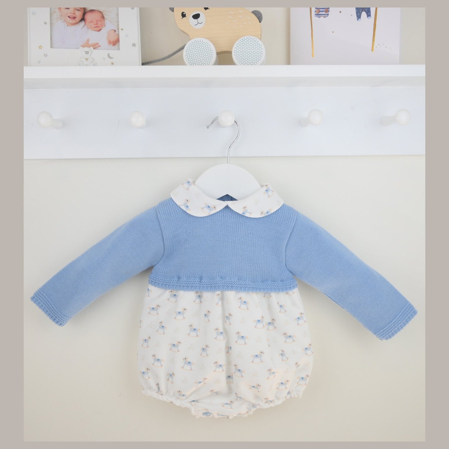 Pex Boys Rocking Horse Romper 2 Piece Dusky Blue B0974015 – main product view