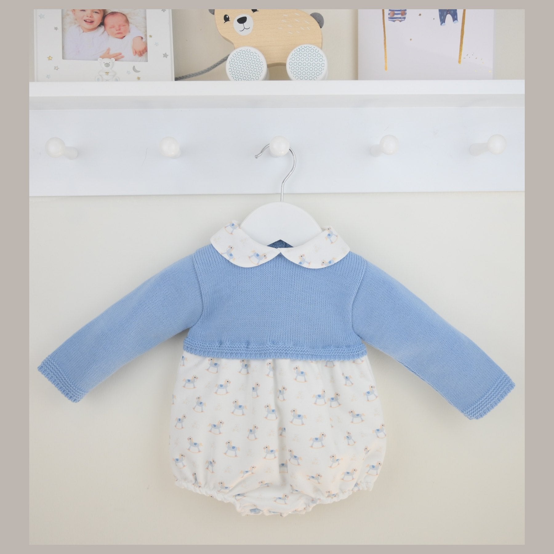 Pex Boys Rocking Horse Romper 2 Piece Dusky Blue B0974015 – main product view