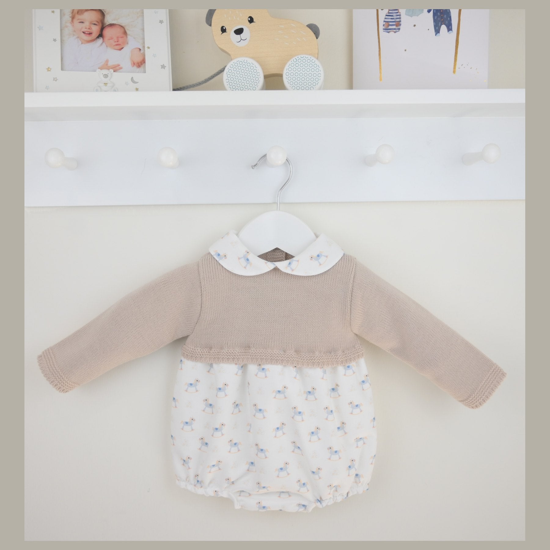 Pex Boys Rocking Horse Romper 2 Piece Natural B0974022 – main product view