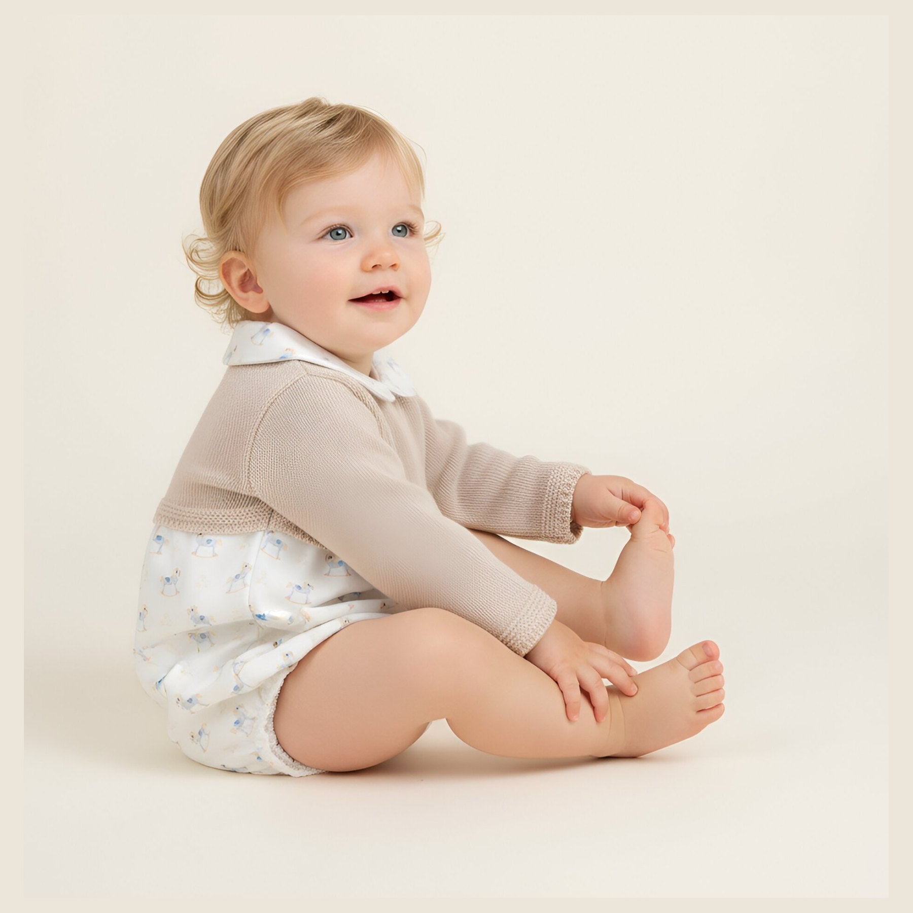 Pex Boys Rocking Horse Romper 2 Piece Natural B0974022 – additional product view 3
