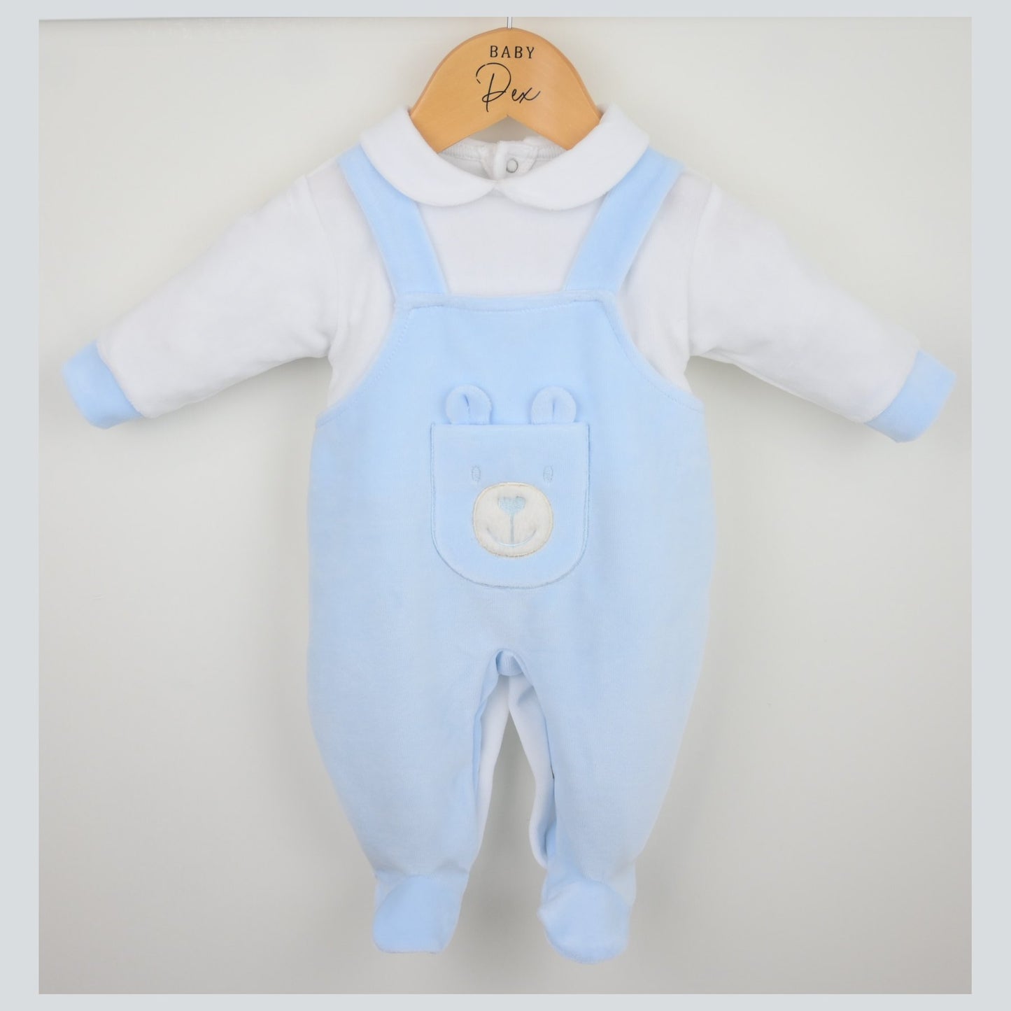 Pex Boys Bear Dungaree Sleepsuit Blue B1029009 – additional product view 2