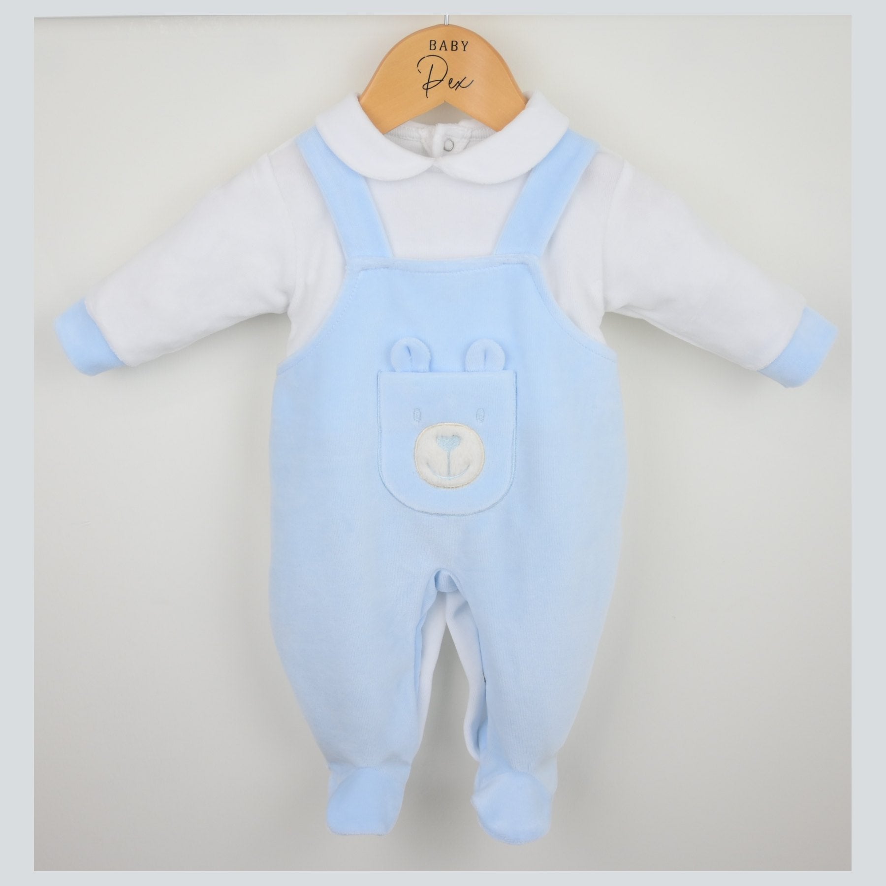 Pex Boys Bear Dungaree Sleepsuit Blue B1029009 – additional product view 2