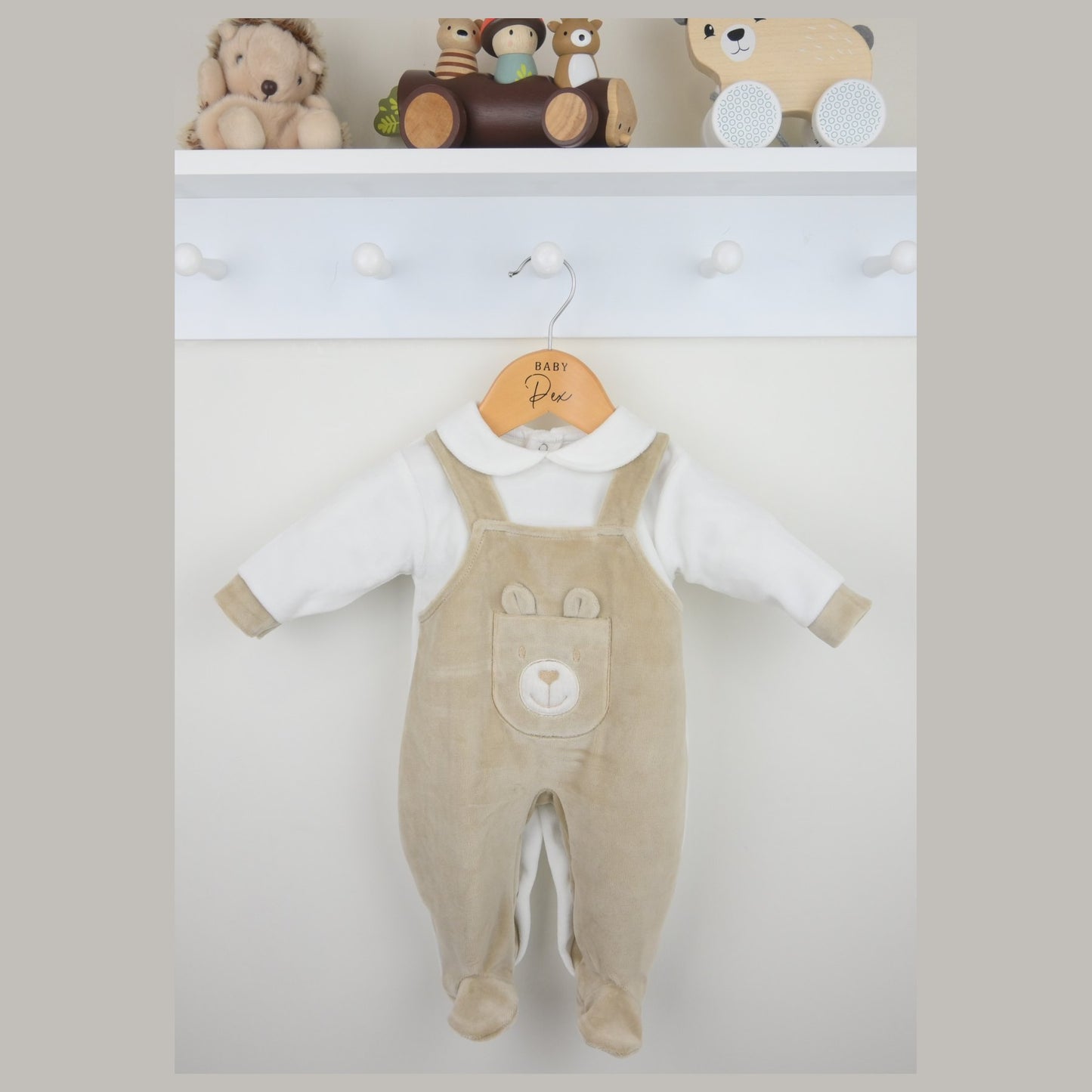 Pex Boys Bear Dungaree Sleepsuit Natural B1029022 – main product view