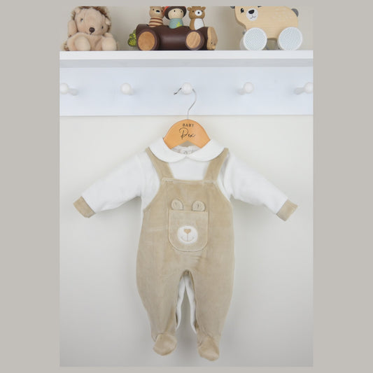 Pex Boys Bear Dungaree Sleepsuit Natural B1029022 – main product view