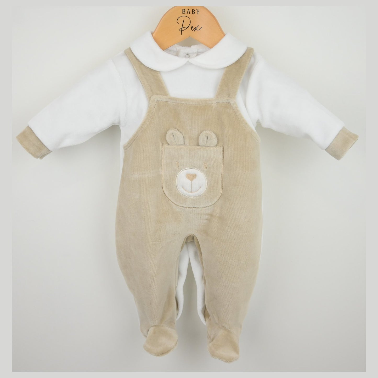 Pex Boys Bear Dungaree Sleepsuit Natural B1029022 – additional product view 2