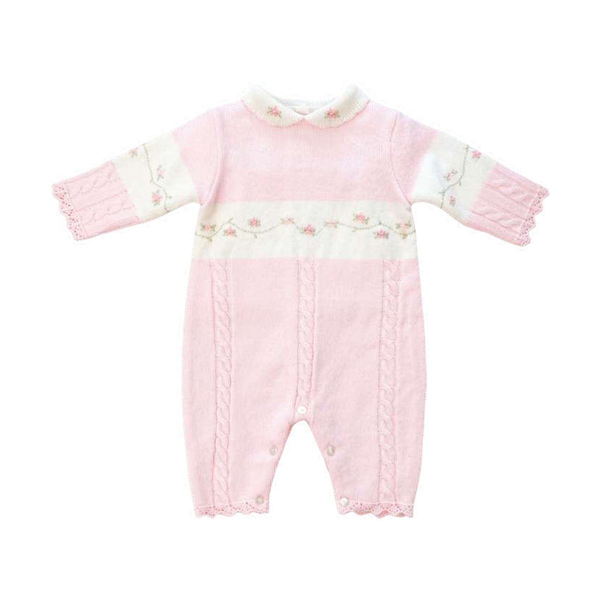 Sarah Louise Girls All In One Pink/Ivory 008252 - front