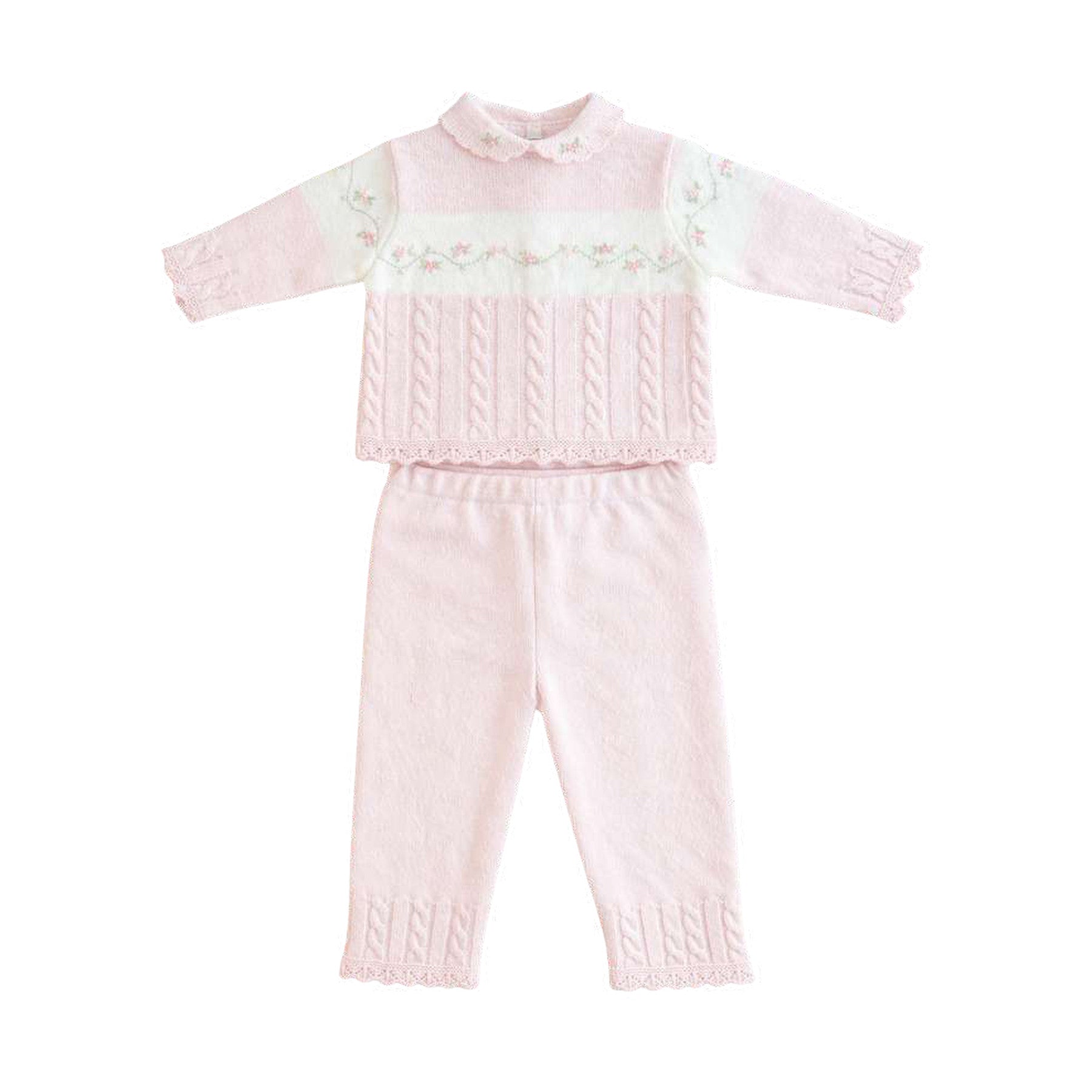 Sarah Louise Girls 2 Piece Set Pink/Ivory 008253 - front