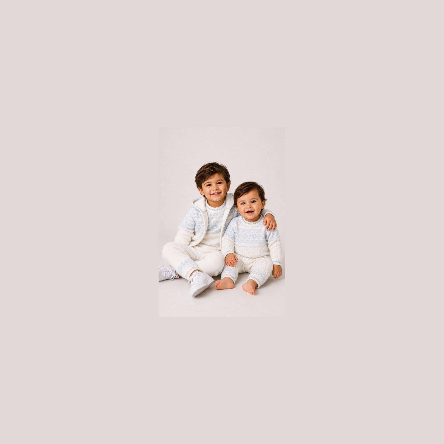Sarah Louise Boys Winter Knitted Ivory/Blue All In One Romper 008268 - lifestyle