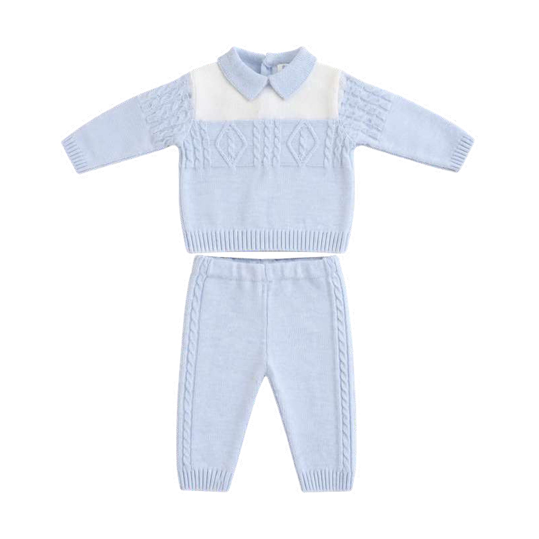 Sarah Louise Boys 2 Piece Set Blue/White 008276 - front